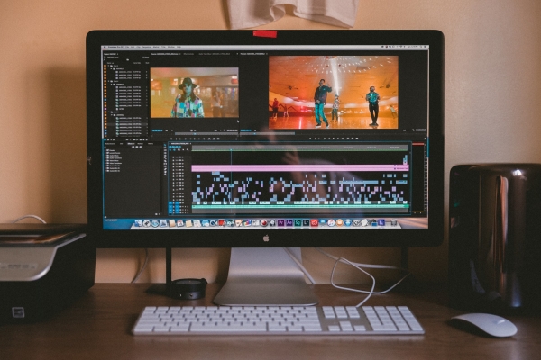 digital video editing program displayed on computer monitor